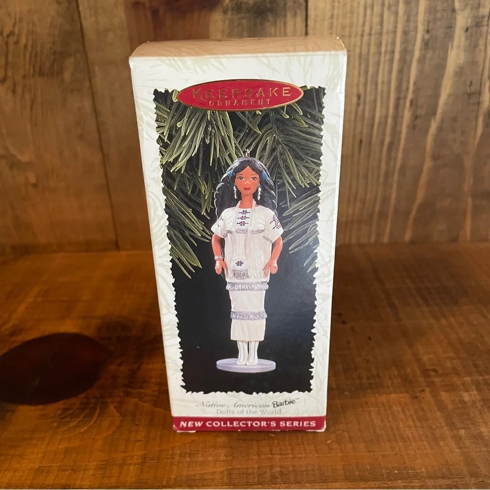 1996 Hallmark Barbie Native American Ornament DOLLS OF THE WORLD Never displayed